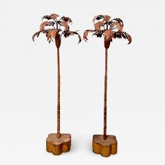 Pair Mid Century Tall Tole Palm Trees - 1582791