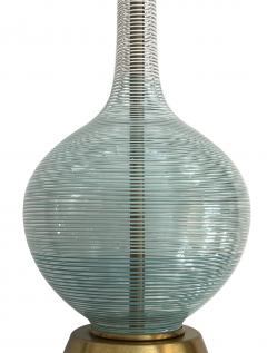 Pair Mid century Hand blown Bottle form Glass Lamps with Striated Decoration - 4014845