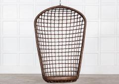 Pair MidC French Bamboo Rattan Swinging Egg Chairs - 2862538