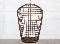 Pair MidC French Bamboo Rattan Swinging Egg Chairs - 2862540