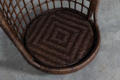 Pair MidC French Bamboo Rattan Swinging Egg Chairs - 2862542