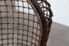 Pair MidC French Bamboo Rattan Swinging Egg Chairs - 2862544