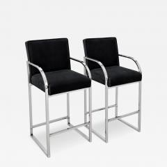 Pair Milo Baughman Velvet and Chrome Bar Stools 1970 - 4816552