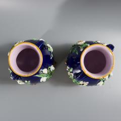 Pair Minton Majolica Floral Vases with Twin Handles - 4828899
