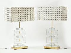 Pair Modern Murano Clear Glass Lamps - 2227110