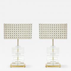 Pair Modern Murano Clear Glass Lamps - 2229154