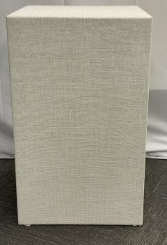 Pair Modern White Linen Wrapped Nightstands End Side Tables Brass American - 2921698