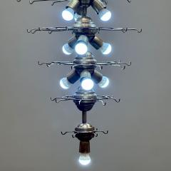 Pair Murano Disc Mid Century Modern Tiered Chandelier Antique Brass Monumental - 3137462