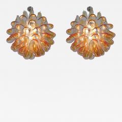 Pair Murano Petals Glass Chandelier 1970s - 659374