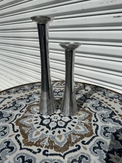 Pair Nambe Polished Aluminum 2 Tier Candleholders - 4398035