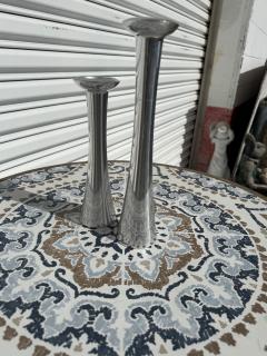 Pair Nambe Polished Aluminum 2 Tier Candleholders - 4398084