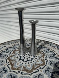 Pair Nambe Polished Aluminum 2 Tier Candleholders - 4398089