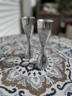 Pair Nambe Polished Aluminum Candleholders - 4398088