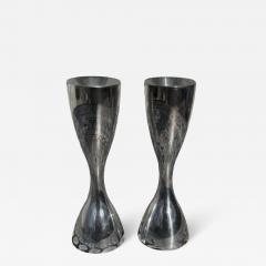 Pair Nambe Polished Aluminum Candleholders - 4401384