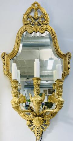 Pair Neoclassical Style Wall Sconces Bronze Three Arm Light with Fairy Figures - 2936723