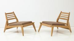 Pair Oak Rope Mid Century Chairs c 1955 - 832278