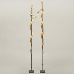Pair Odd Fellows Staffs with Coiled Snakes - 4264365