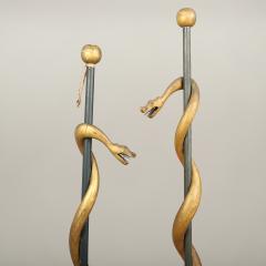 Pair Odd Fellows Staffs with Coiled Snakes - 4264366