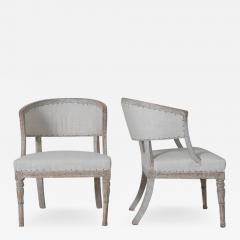 Pair Of 18th C Swedish Gustavian Period Original Paint Sulla Chairs - 2425102