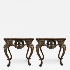 Pair Of 18th Century Italian Baroque Giltwood Console Tables - 3671798