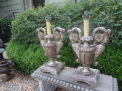 Pair Of 18th Century Italian Silver Giltwood Lamps - 3668017