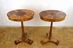 Pair Of 19th Century Biedermeier Side Tables Nut Cherrywood AT ca 1830 - 3741547