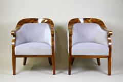 Pair Of 19th Century Biedermeier Walnut Bergere Armchairs Austria ca 1830 - 3305543