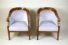 Pair Of 19th Century Biedermeier Walnut Bergere Armchairs Austria ca 1830 - 3305545