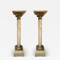 Pair Of 19th Century French Neoclassical Style Marble And Bronze Pedestals - 4305822
