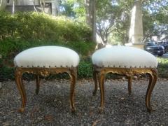 Pair Of 19th Century French Regence Style Giltwood Ottomans Or Benches - 3667920