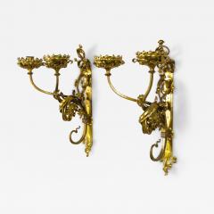 Pair Of 19th Century Gilt Baroque Candle Wall Sconces Austria circa 1890 - 3373757