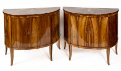 Pair Of 19th Century Italian Demilune Cabinets Consoles In Walnut - 4586954