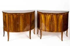 Pair Of 19th Century Italian Demilune Cabinets Consoles In Walnut - 4586957