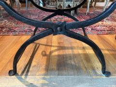 Pair Of 19th Century Italian Iron And Leather Benches - 4136548
