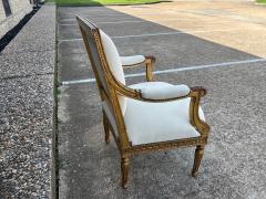 Pair Of 19th Century Italian Louis XVI Style Giltwood Chairs - 4265407