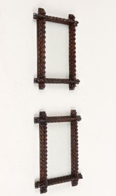 Pair Of 19th Century Tramp Art Photo Frames Hand Carved Austria circa 1880 - 3999161