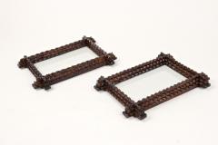 Pair Of 19th Century Tramp Art Photo Frames Hand Carved Austria circa 1880 - 3999162