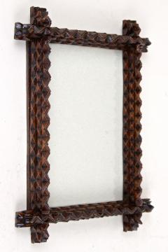 Pair Of 19th Century Tramp Art Photo Frames Hand Carved Austria circa 1880 - 3999166