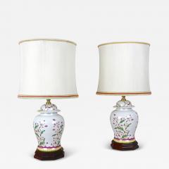 Pair Of 20th Century Ceramic Table Lamps With Lampshades Italy ca 1970s - 3874050