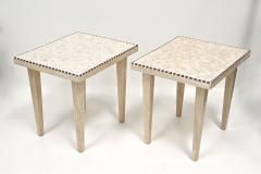 Pair Of 20th Century Italian Travertine Stone Side Tables Italy 1980 - 3822924