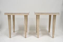 Pair Of 20th Century Italian Travertine Stone Side Tables Italy 1980 - 3822925