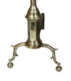 Pair Of American Brass Steeple Top Andirons - 4145564