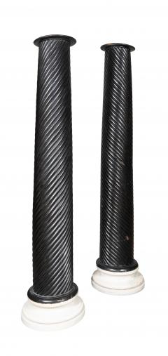 Pair Of Anglo Indian Ebonized Teak And Marble Columns - 4614997