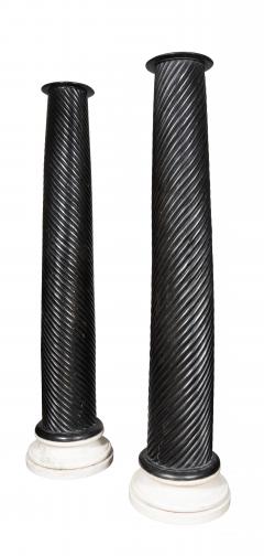Pair Of Anglo Indian Ebonized Teak And Marble Columns - 4615000