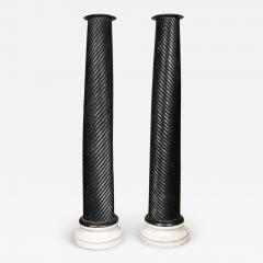 Pair Of Anglo Indian Ebonized Teak And Marble Columns - 4615475