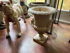 Pair Of Antique Cast Iron Garden Urns - 4265400