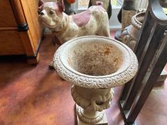 Pair Of Antique Cast Iron Garden Urns - 4265403