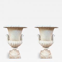 Pair Of Antique Cast Iron Garden Urns - 4267246
