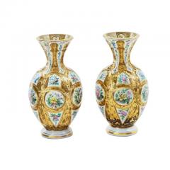 Pair Of Antique European Bohemian Glass Vases - 3899853