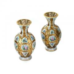 Pair Of Antique European Bohemian Glass Vases - 3899856